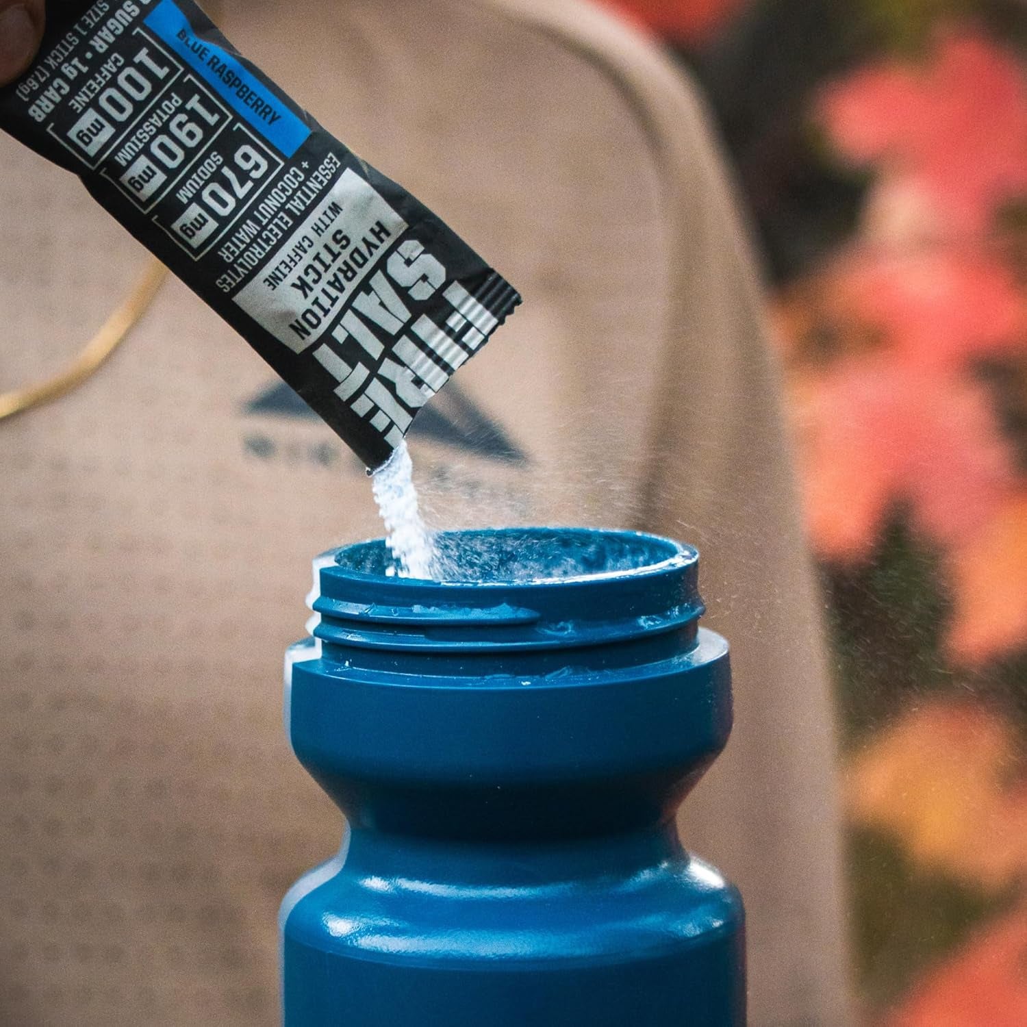 Fire Science Fire Salt Hydration Sticks, Electrolytes & Coconut Water, Hydration Drink Mix with Caffeine, Potassium & Sodium, Zero Sugar, Serve on the Go Packs, Caffeine Blue Raspberry, 32 Count