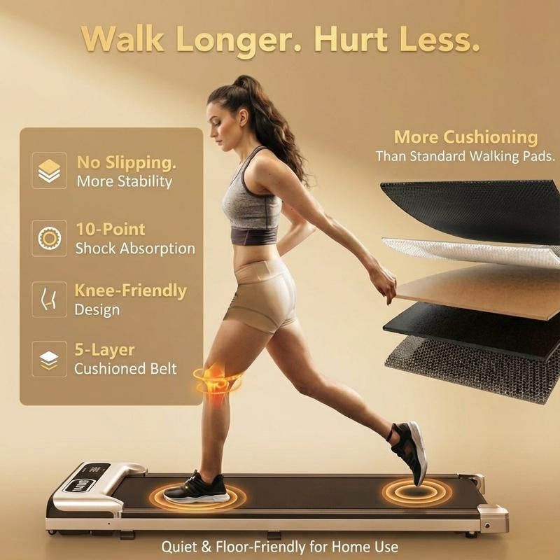 【Upgraded Version】Yagud Walking Pad with Wheels,Remote Control, LED Display, Portable under Desk Treadmill for Small Spaces, Home/Office Exercise Equipment Fitness Workout Calories