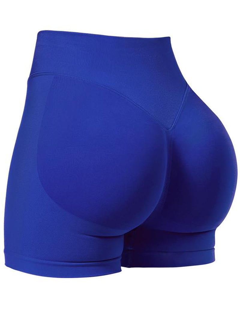 Women'S Yoga Shorts Solid Color High Waist Gym Shorts, Seamless High Stretch Yoga Gym Shorts, Ladies Sportswear for Indoor Outdoor Wear, Workout Impact Shorts