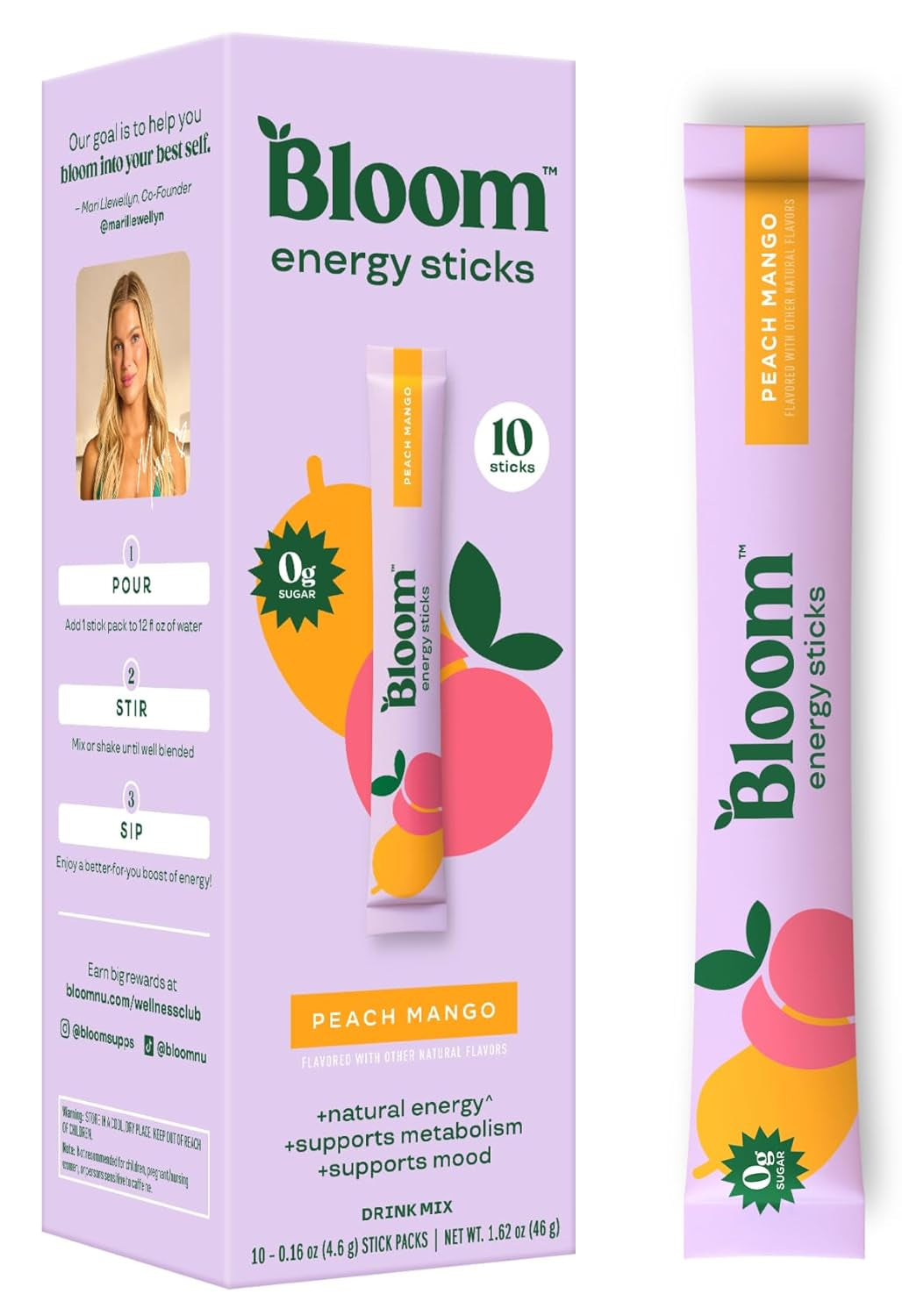 Bloom Nutrition Energy Drink Powder Packets, Sugar Free Energy Drink Mix with L-Theanine, B Vitamins & Natural Caffeine, on the Go Powder Sticks for Natural Energy, 10 Calories (10 Pouches (Pack of 1), Raspberry Lemonade)