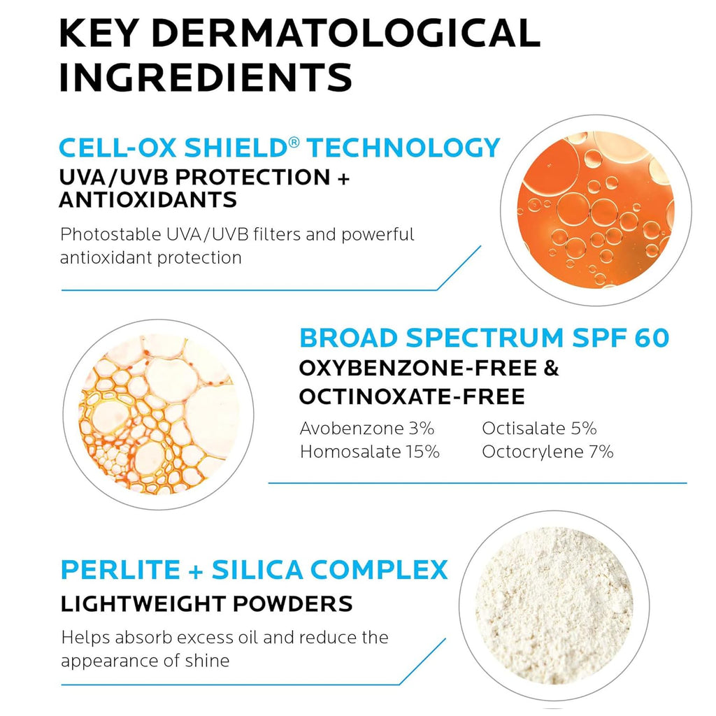 La Roche-Posay Anthelios Clear Skin Sunscreen Dry Touch SPF 60, Oil Free Sunscreen for Face, Oil Absorbing, Broad Spectrum SPF + Antioxidants, Non-Greasy, Oxybenzone Free, Travel Size