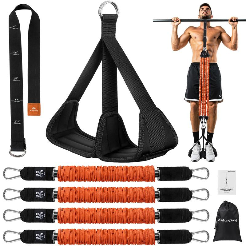 Alongsong Pro Pull-Up Assist Bands Heavy-Duty 320-400Lb Adjustable Resistance for Home Gym & Outdoor Training with Extra-Wide Footplate & Carry Bag - Workout Straps