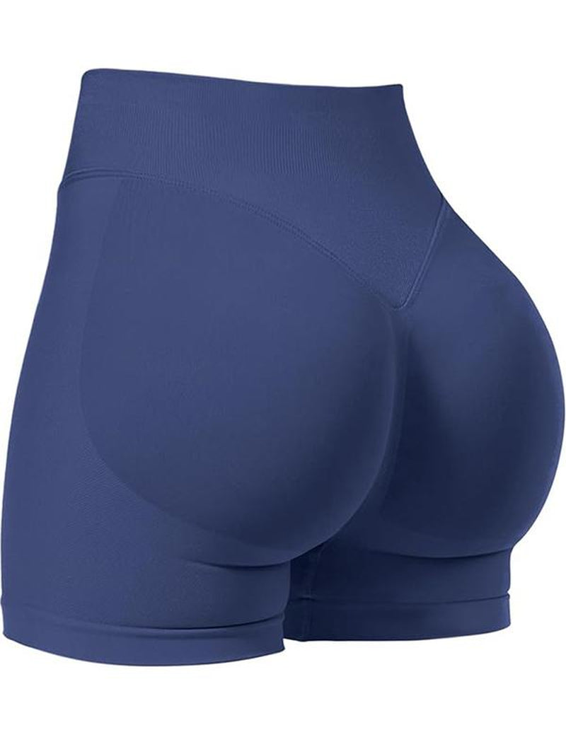 Women'S Yoga Shorts Solid Color High Waist Gym Shorts, Seamless High Stretch Yoga Gym Shorts, Ladies Sportswear for Indoor Outdoor Wear, Workout Impact Shorts