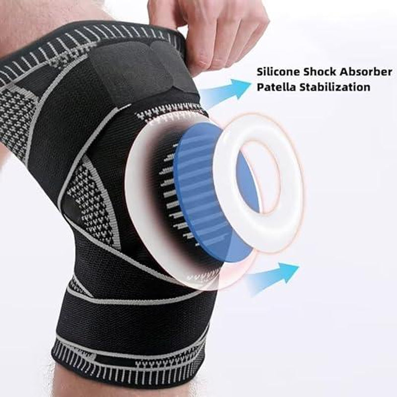 OLLAS Knee Braces, 2-Pack, Knee Support Compression Sleeves, Fitness Sports Knee Braces, Women'S & Men'S Compression Suitable for Running, Fitness, Basketball