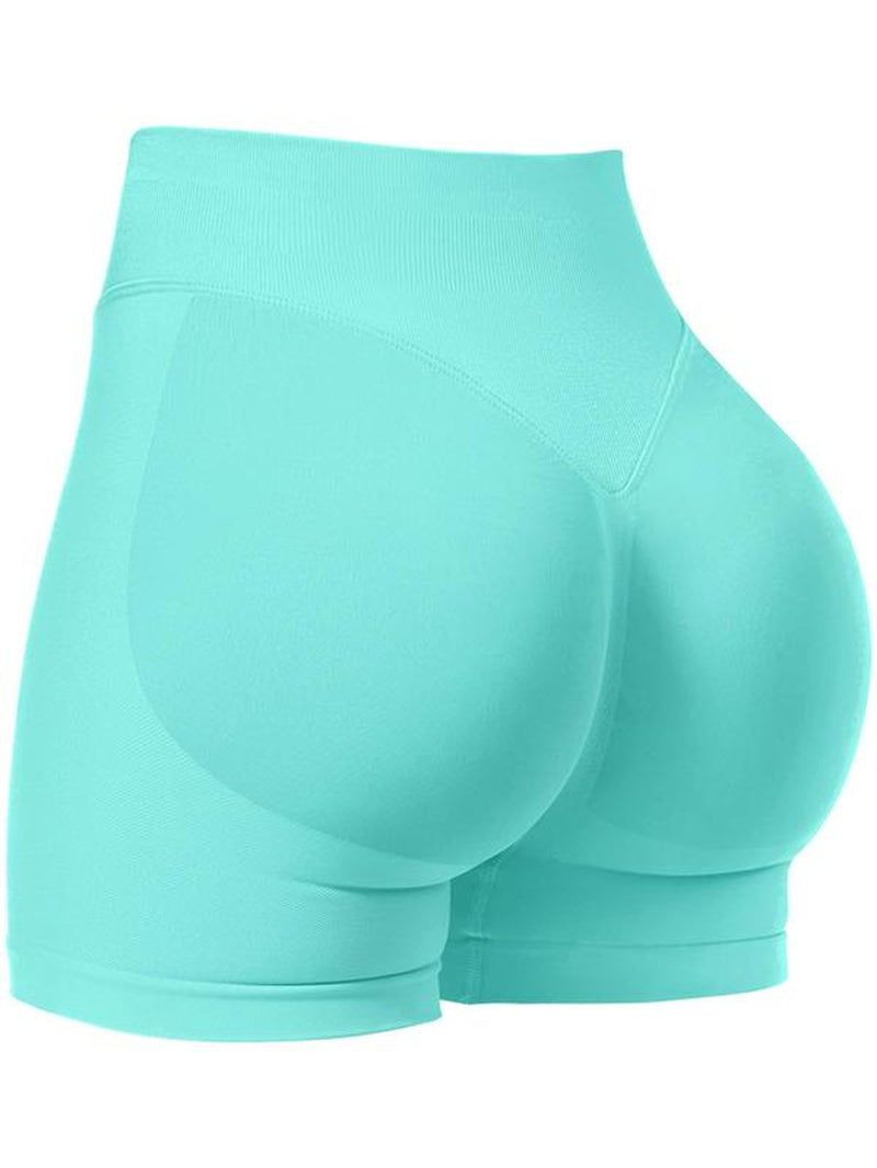 Women'S Yoga Shorts Solid Color High Waist Gym Shorts, Seamless High Stretch Yoga Gym Shorts, Ladies Sportswear for Indoor Outdoor Wear, Workout Impact Shorts