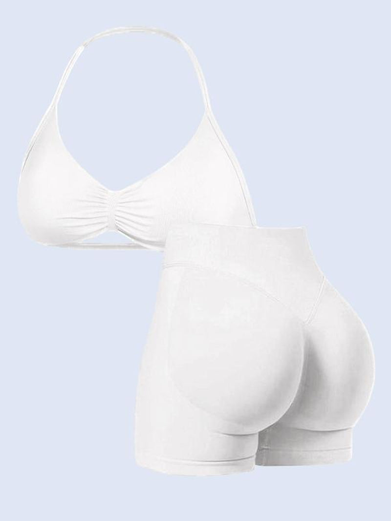 New Women'S Sporty Yoga Set, Fitness Clothes, Workout Running Clothes, High-Waist Tight-Fitting Shorts and Tank Top, Summer Fitnessfor Running and Gym