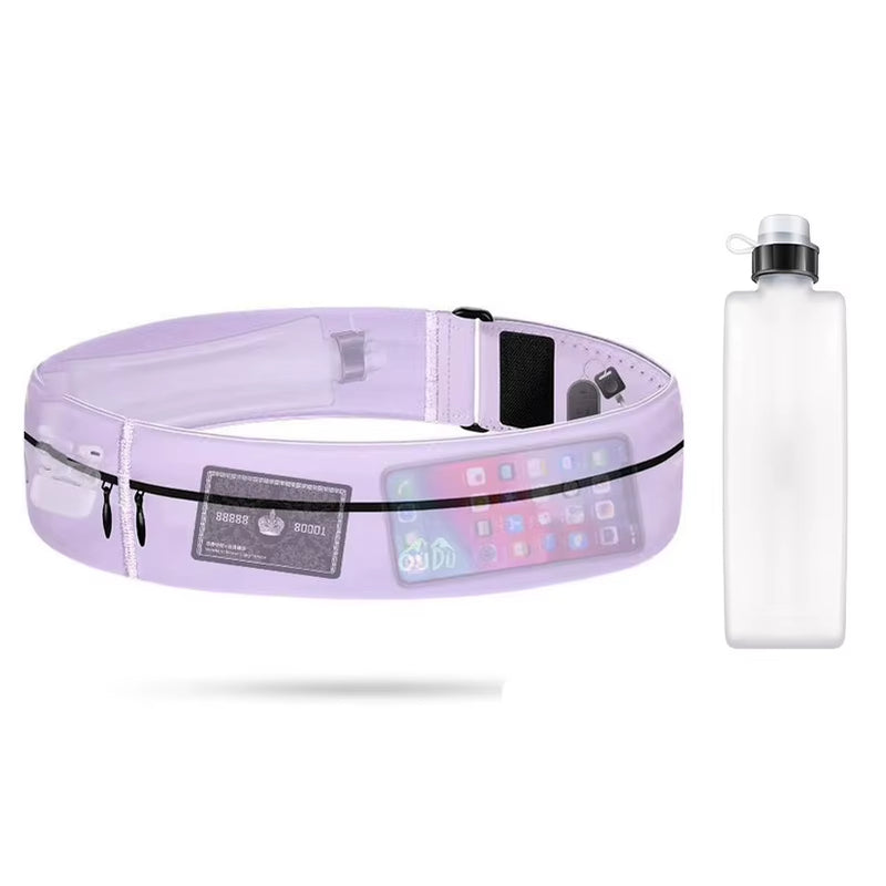 Invisible Sports Hydration Belt Bag Running Phone Belt Waist Pack with Water Bottle Holder for Men Women Cycling Hiking Walking