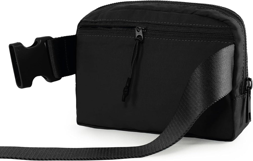 ODODOS Unisex Mini Belt Bag with Adjustable Strap Small Fanny Pack for Workout Running Traveling Hiking, Black