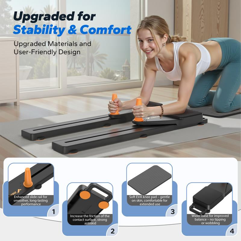 Merach Multi-Functional Adjustable Ab Exercise Board, Split Ab Slide Roller Board, Home Pilates Reformer with Knee Mat for Home Gym Core & Ab Strength Training, Abdominal Crunch Machine, Tiktokshopblackfriday