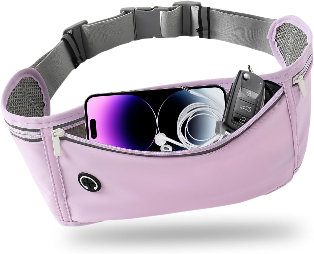 Slim Running Belt for Women Men,Runners Fanny Pack Phone Holder,Money Belt,Running Gear Accessories,With 3 Pockets.(Pink)