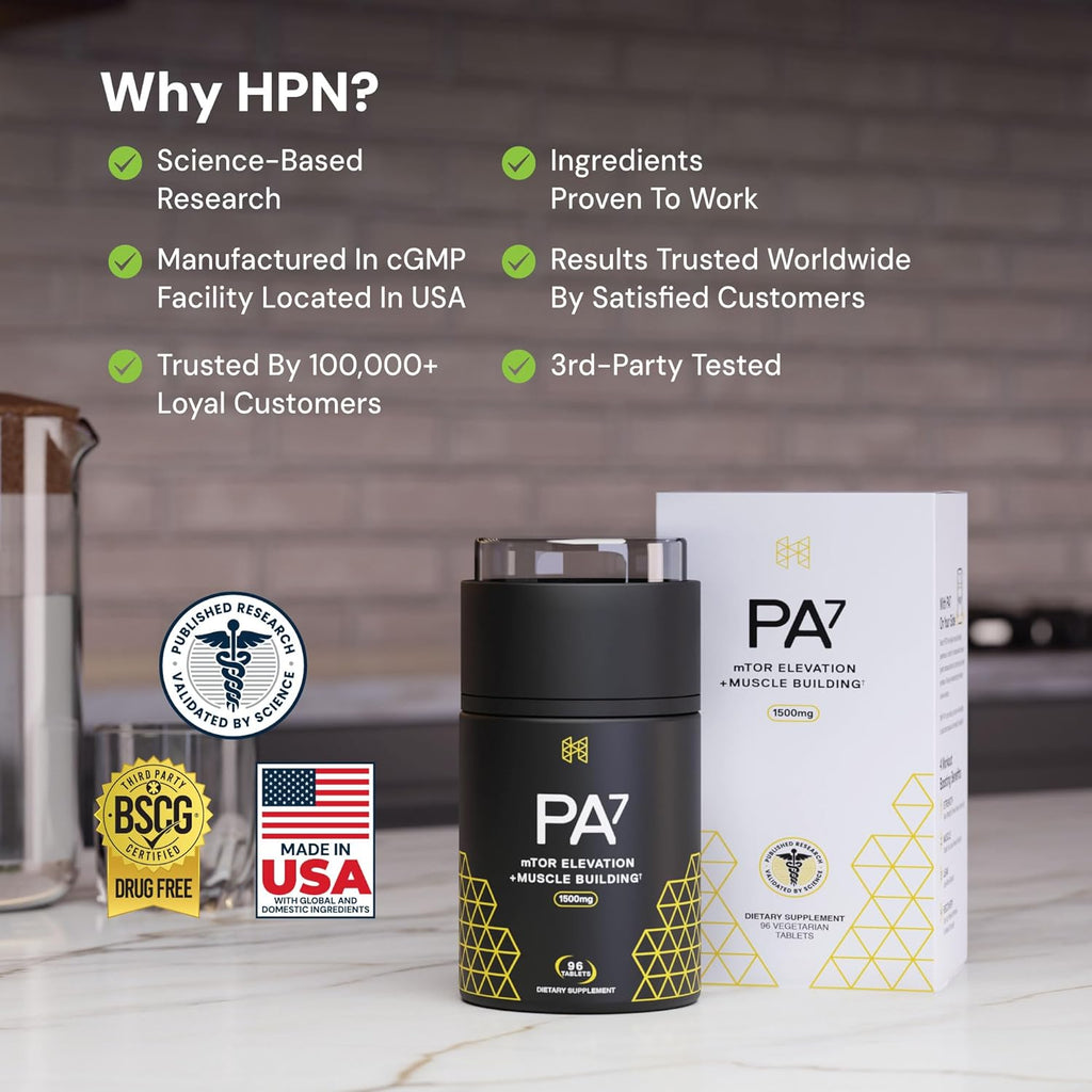 HPN PA(7) Phosphatidic Acid Muscle Builder Top Natural Muscle Builder - Boost Mtor | Build Mass and Strength from Your Workout | 30 Day Supply
