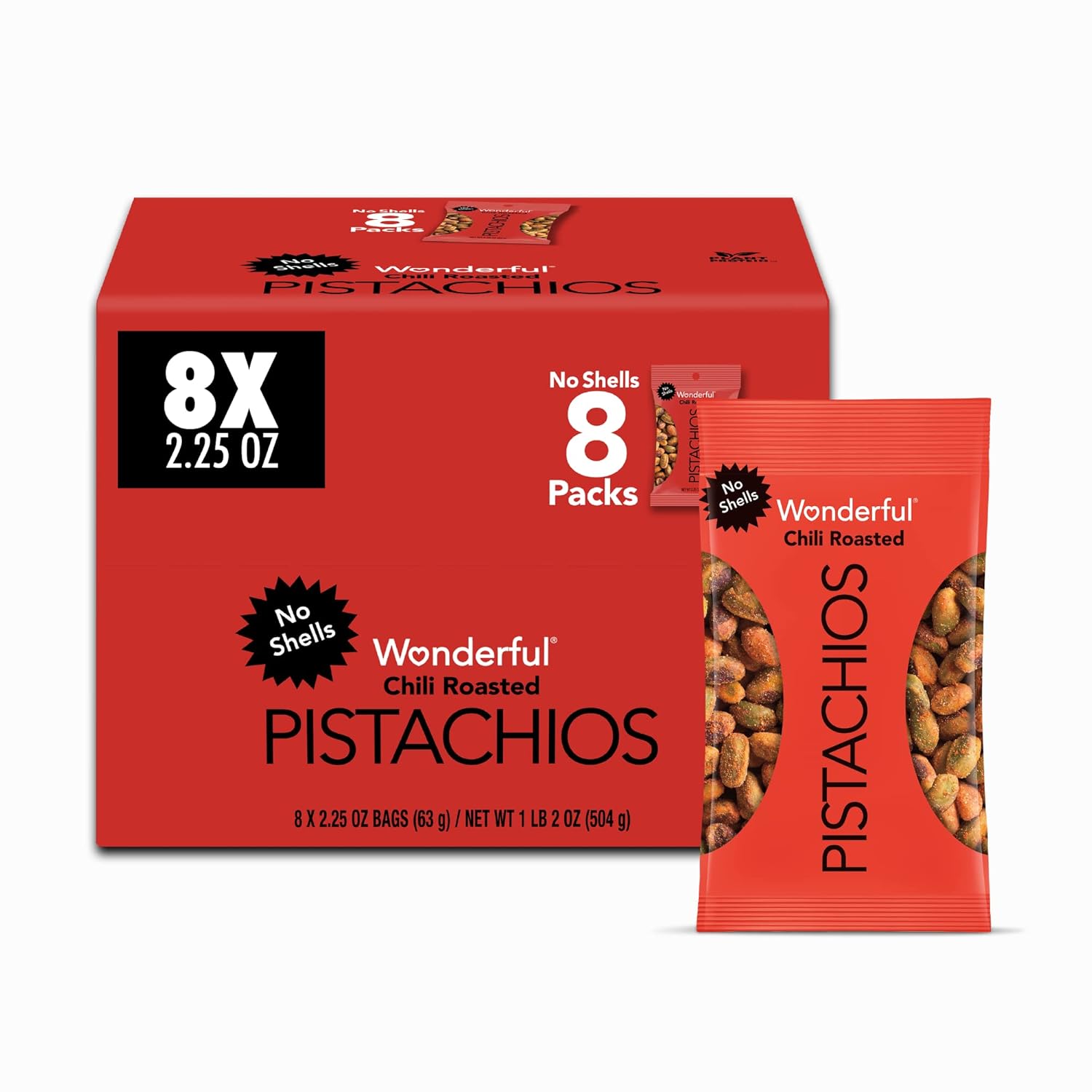 Wonderful Pistachios No Shells, 3 Flavors Mixed Variety Pack of 9 (0.75 Ounce), Roasted & Salted Nuts (4), Chili (3), Honey (2), Protein Snacks, Gluten Free, Healthy Snacks Variety Pack for Adults