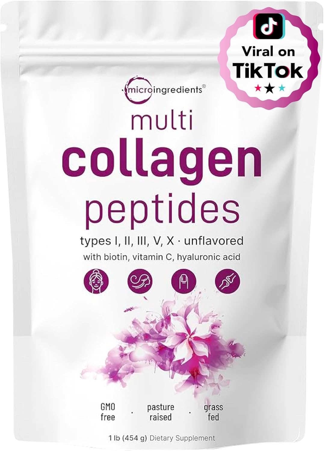 Multi Collagen Protein Powder, 2 Pounds – Type I,II,III,V,X with Biotin 10000Mcg, Hyaluronic Acid, Vitamin C – Unflavored Collagen Peptides – Keto & Paleo Friendly, Easy Dissolve, Non-Gmo