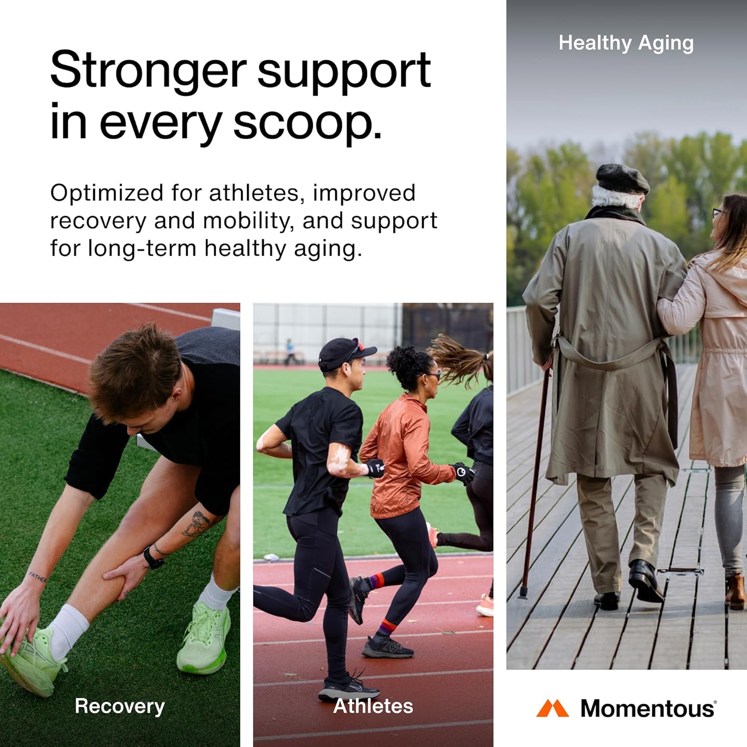 Momentous Grass-Fed Collagen Peptides Powder - Collagen Protein Powder with Fortigel & Vitamin C for Hair, Skin, Nails, & Joint Health Support - NSF Certified for Sport - Packaging May Vary