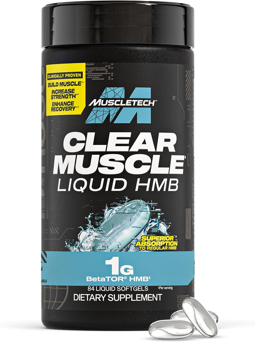 Muscletech HMB Supplements 1000Mg, Clear Muscle (42 Liquid Softgels) - Highest Grade HMB for Lean Muscle & Recovery-Hmb Free Acid Muscle Supplement-Help Decrease Muscle Breakdown - Packaging May Vary