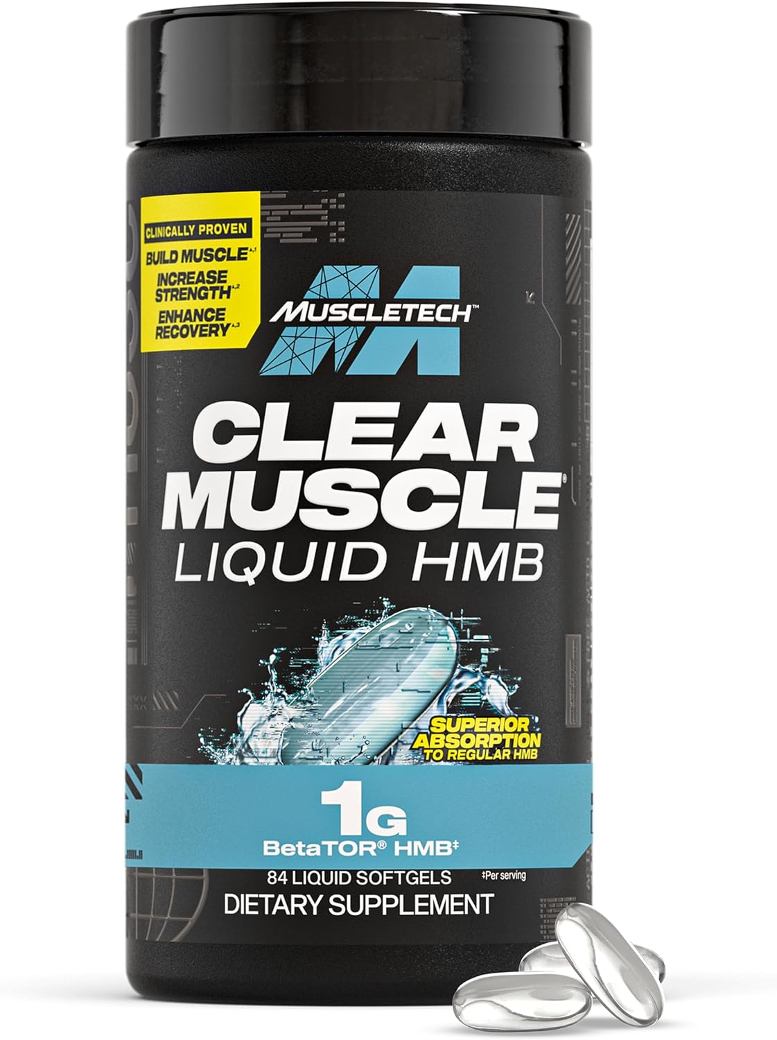 Muscletech HMB Supplements 1000Mg, Clear Muscle (42 Liquid Softgels) - Highest Grade HMB for Lean Muscle & Recovery-Hmb Free Acid Muscle Supplement-Help Decrease Muscle Breakdown - Packaging May Vary