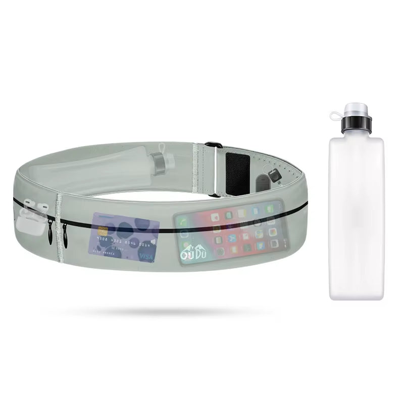 Invisible Sports Hydration Belt Bag Running Phone Belt Waist Pack with Water Bottle Holder for Men Women Cycling Hiking Walking