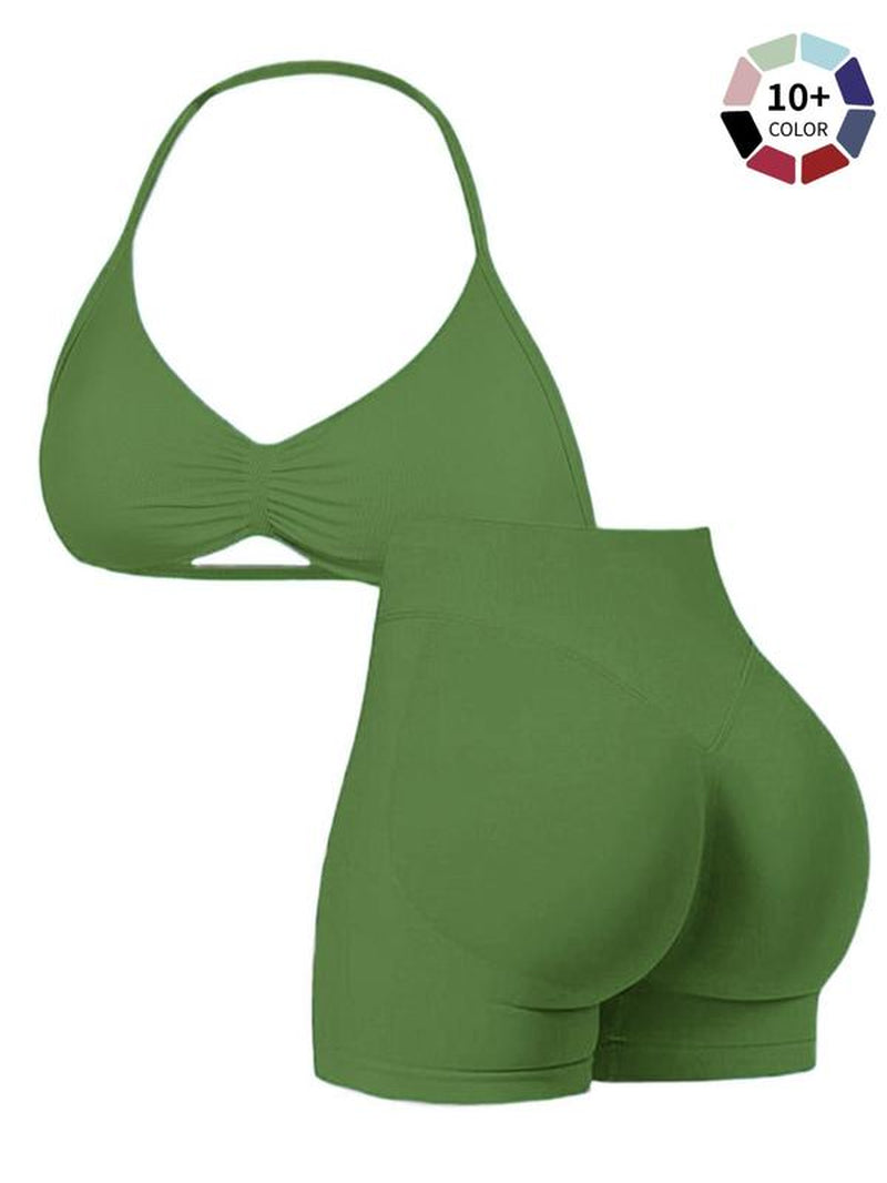 New Women'S Sporty Yoga Set, Fitness Clothes, Workout Running Clothes, High-Waist Tight-Fitting Shorts and Tank Top, Summer Fitnessfor Running and Gym