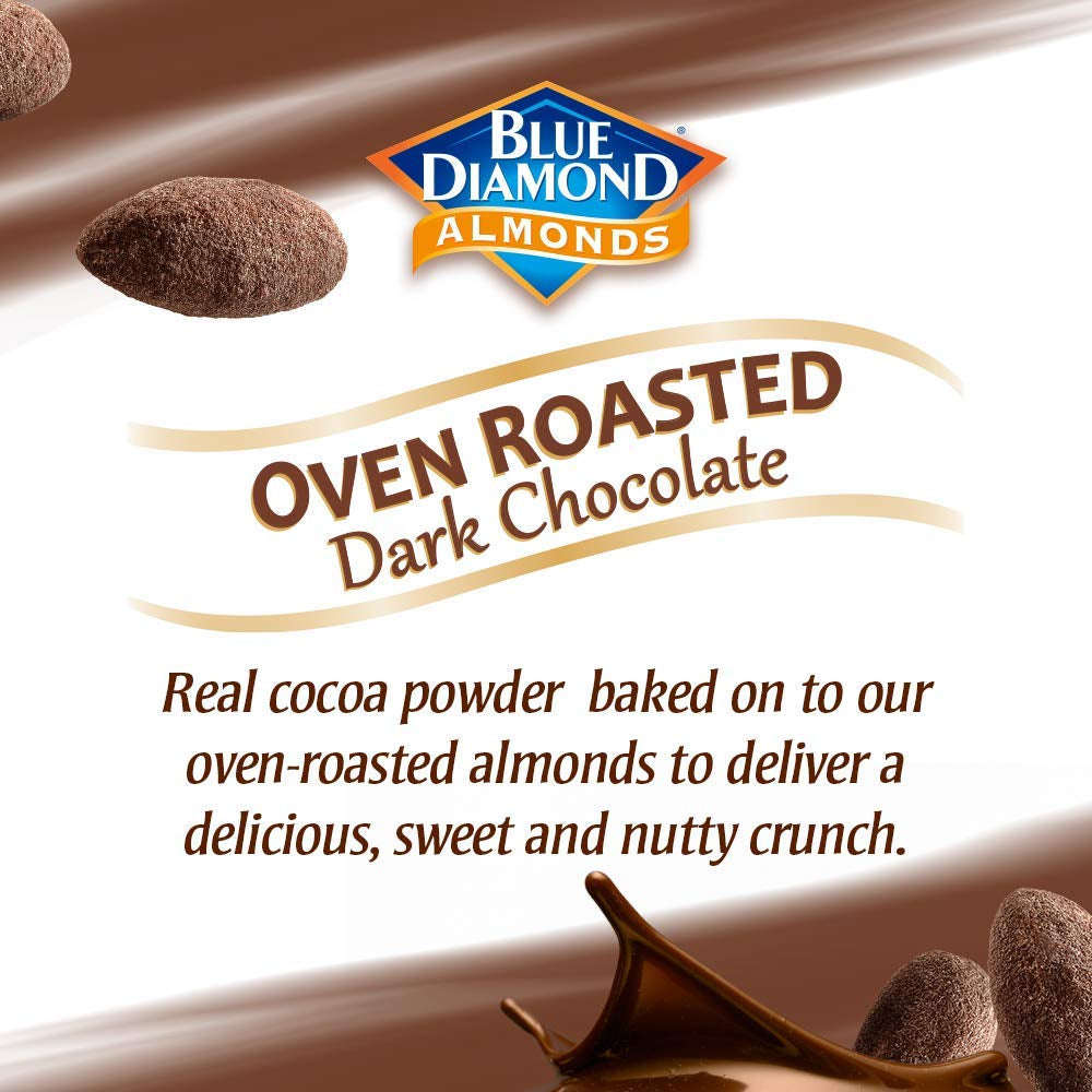 Blue Diamond Almonds Dark Chocolate Cocoa Dusted Snack Nuts, 100 Calorie Packs, (Pack of 1, 32 Count Toal)