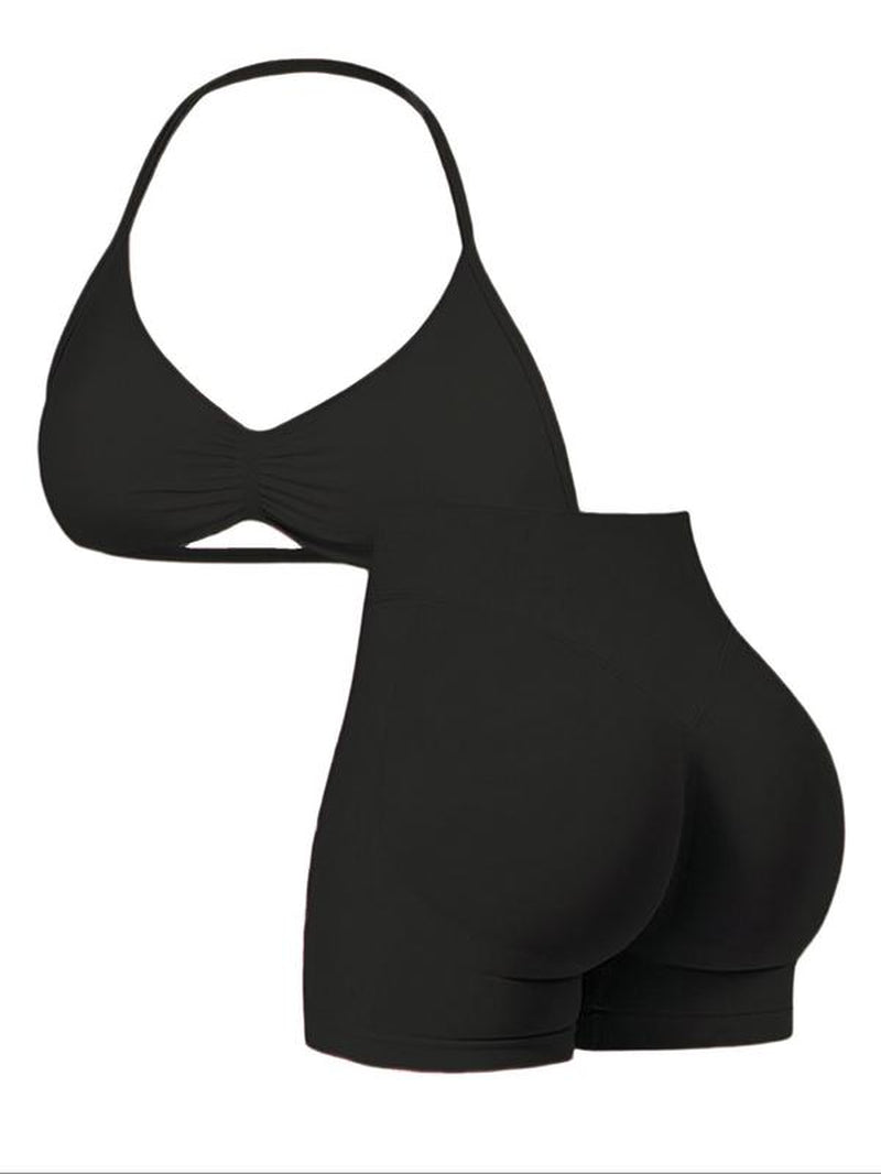 New Women'S Sporty Yoga Set, Fitness Clothes, Workout Running Clothes, High-Waist Tight-Fitting Shorts and Tank Top, Summer Fitnessfor Running and Gym