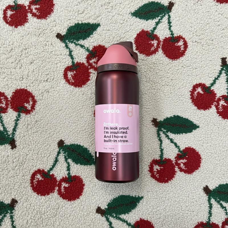 [New Edition] Owala Black Cherry 32Oz Tumbler – Insulated Leakproof Water Bottle with Straw for Sports, Travel & Daily Hydration, Valentine Gifts, DUPE Version