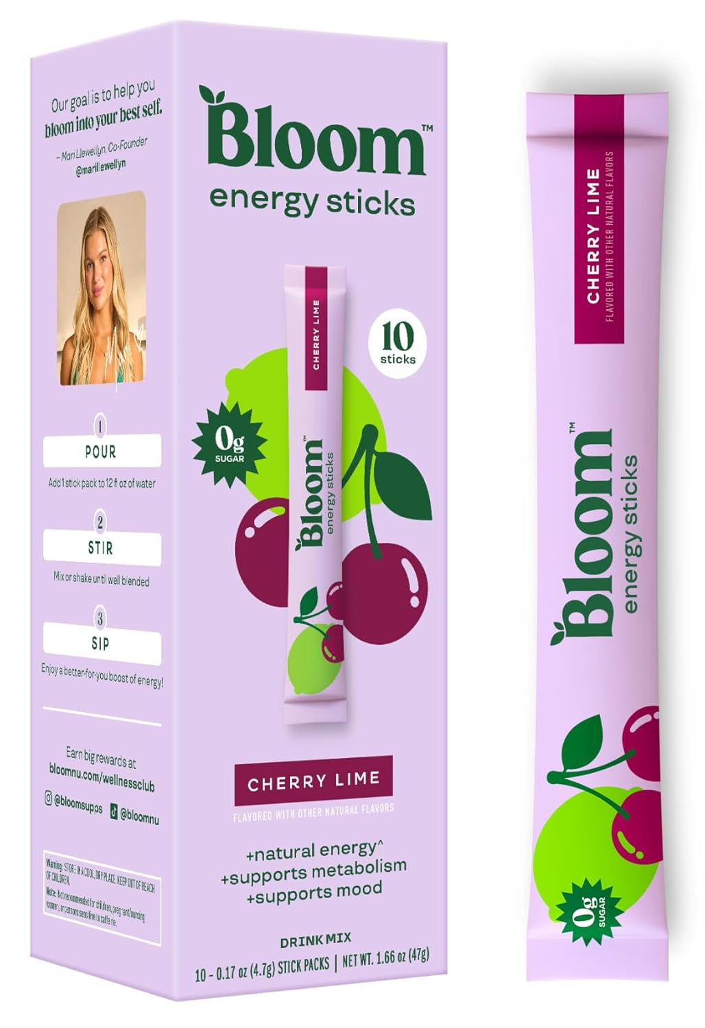 Bloom Nutrition Energy Drink Powder Packets, Sugar Free Energy Drink Mix with L-Theanine, B Vitamins & Natural Caffeine, on the Go Powder Sticks for Natural Energy, 10 Calories (10 Pouches (Pack of 1), Raspberry Lemonade)