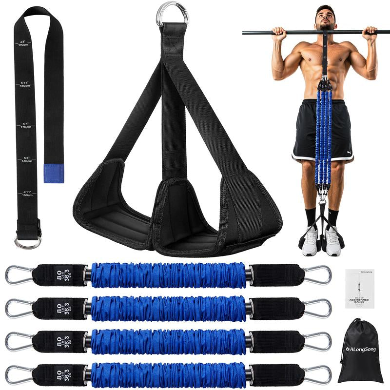 Alongsong Pro Pull-Up Assist Bands Heavy-Duty 320-400Lb Adjustable Resistance for Home Gym & Outdoor Training with Extra-Wide Footplate & Carry Bag - Workout Straps