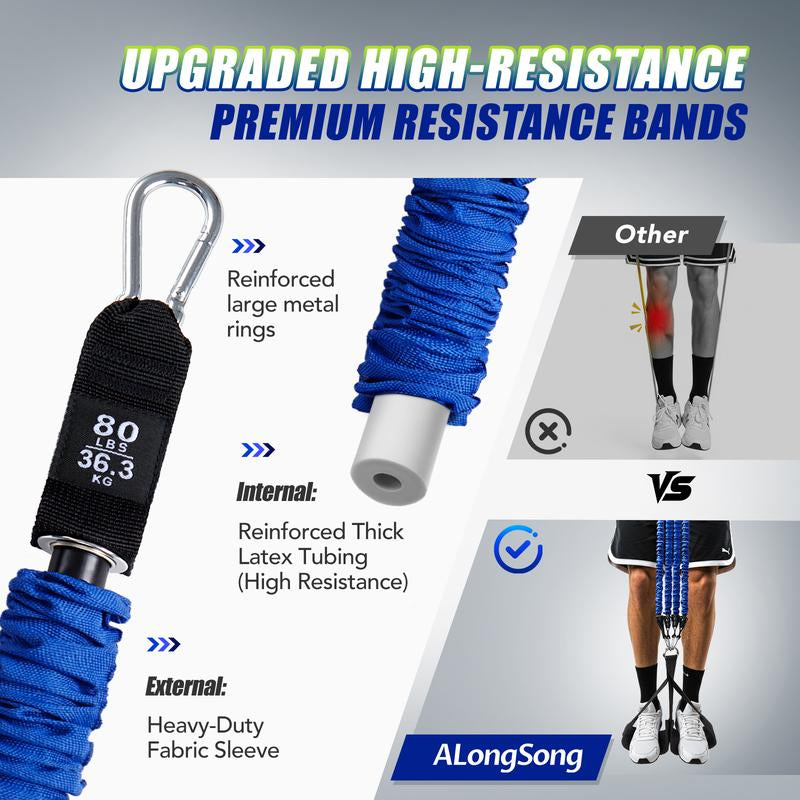 Alongsong Pro Pull-Up Assist Bands Heavy-Duty 320-400Lb Adjustable Resistance for Home Gym & Outdoor Training with Extra-Wide Footplate & Carry Bag - Workout Straps