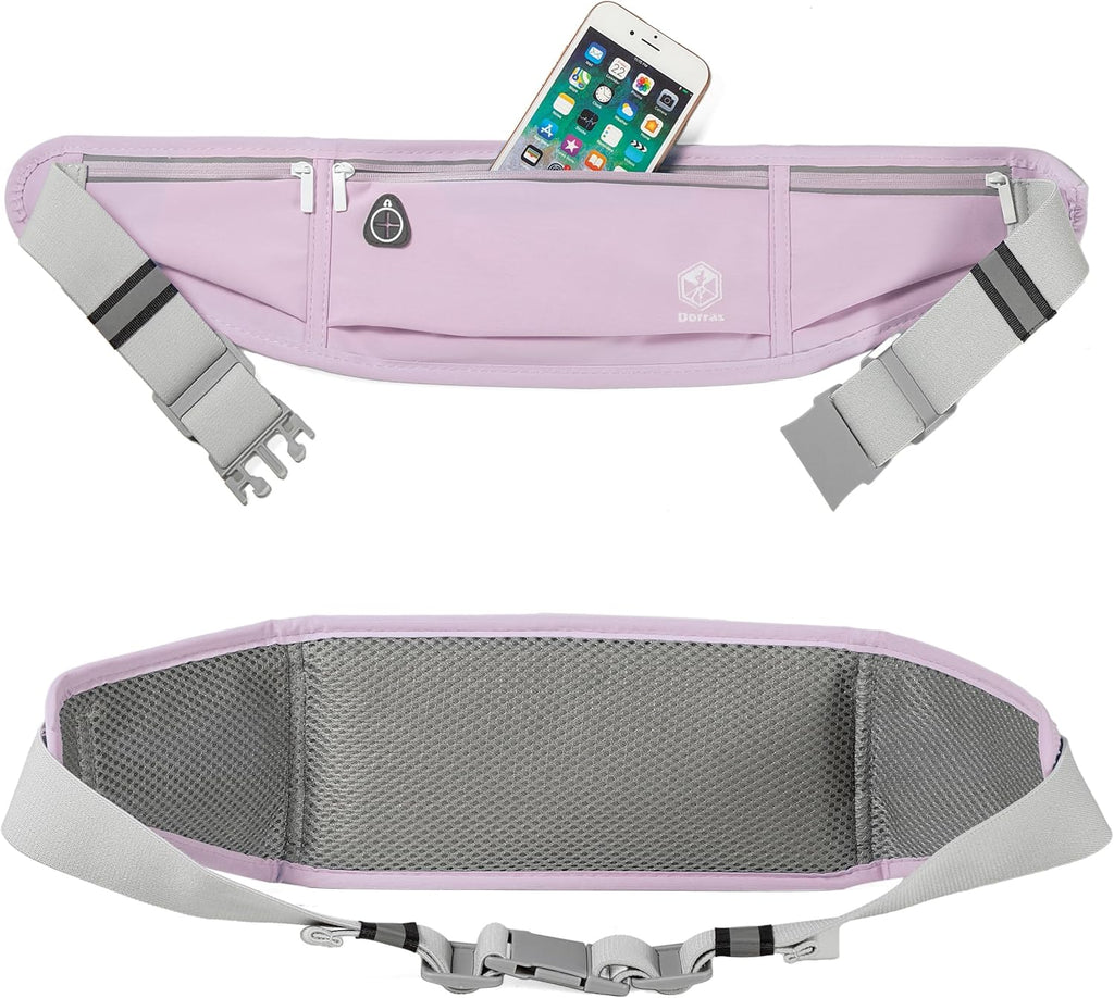 Slim Running Belt, Workout Fanny Packs for Women, Exercise Waist Pack Running Phone Holder Money Belt Runner Bag