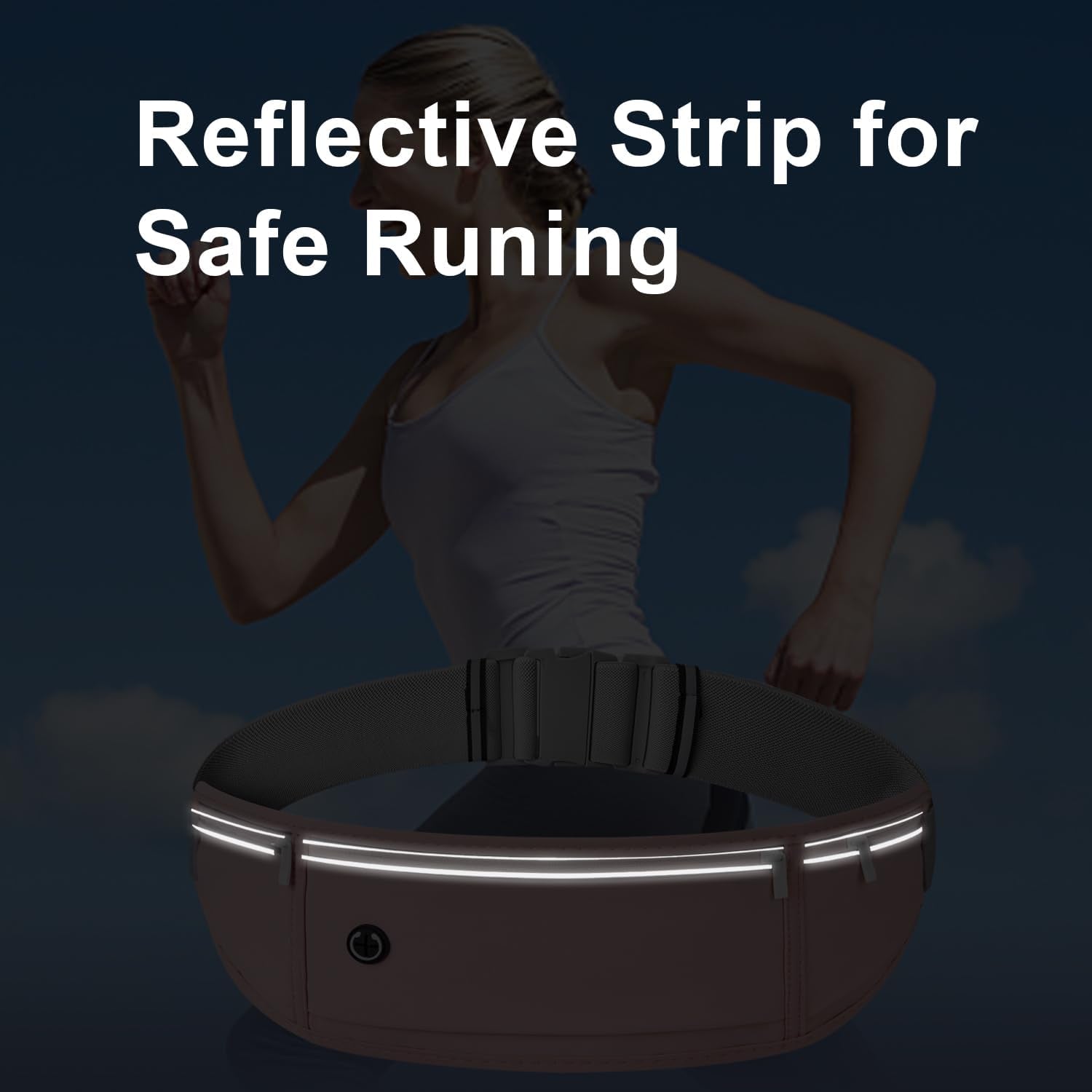 Slim Running Belt for Women Men,Runners Fanny Pack Phone Holder,Money Belt,Running Gear Accessories,With 3 Pockets.(Pink)