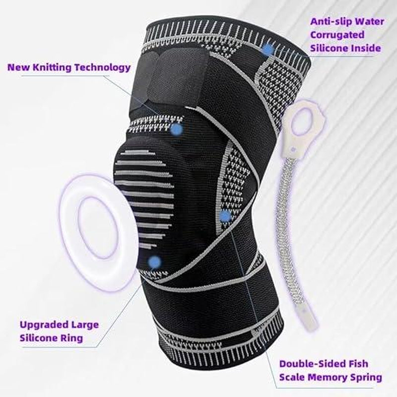 OLLAS Knee Braces, 2-Pack, Knee Support Compression Sleeves, Fitness Sports Knee Braces, Women'S & Men'S Compression Suitable for Running, Fitness, Basketball