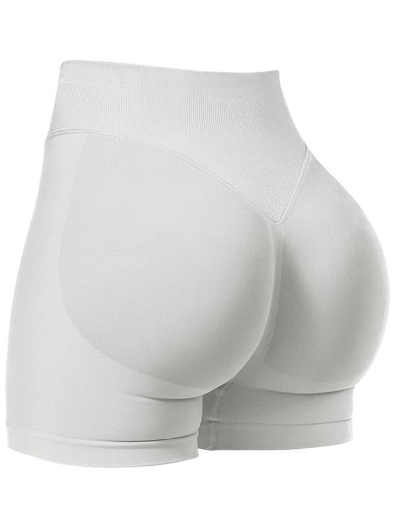 Women'S Yoga Shorts Solid Color High Waist Gym Shorts, Seamless High Stretch Yoga Gym Shorts, Ladies Sportswear for Indoor Outdoor Wear, Workout Impact Shorts