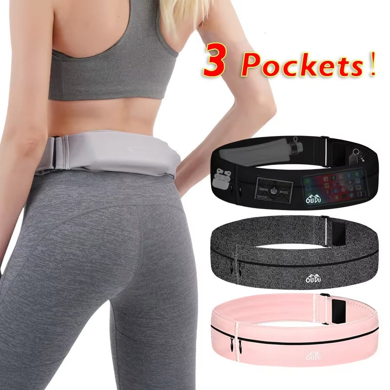 Invisible Sports Hydration Belt Bag Running Phone Belt Waist Pack with Water Bottle Holder for Men Women Cycling Hiking Walking