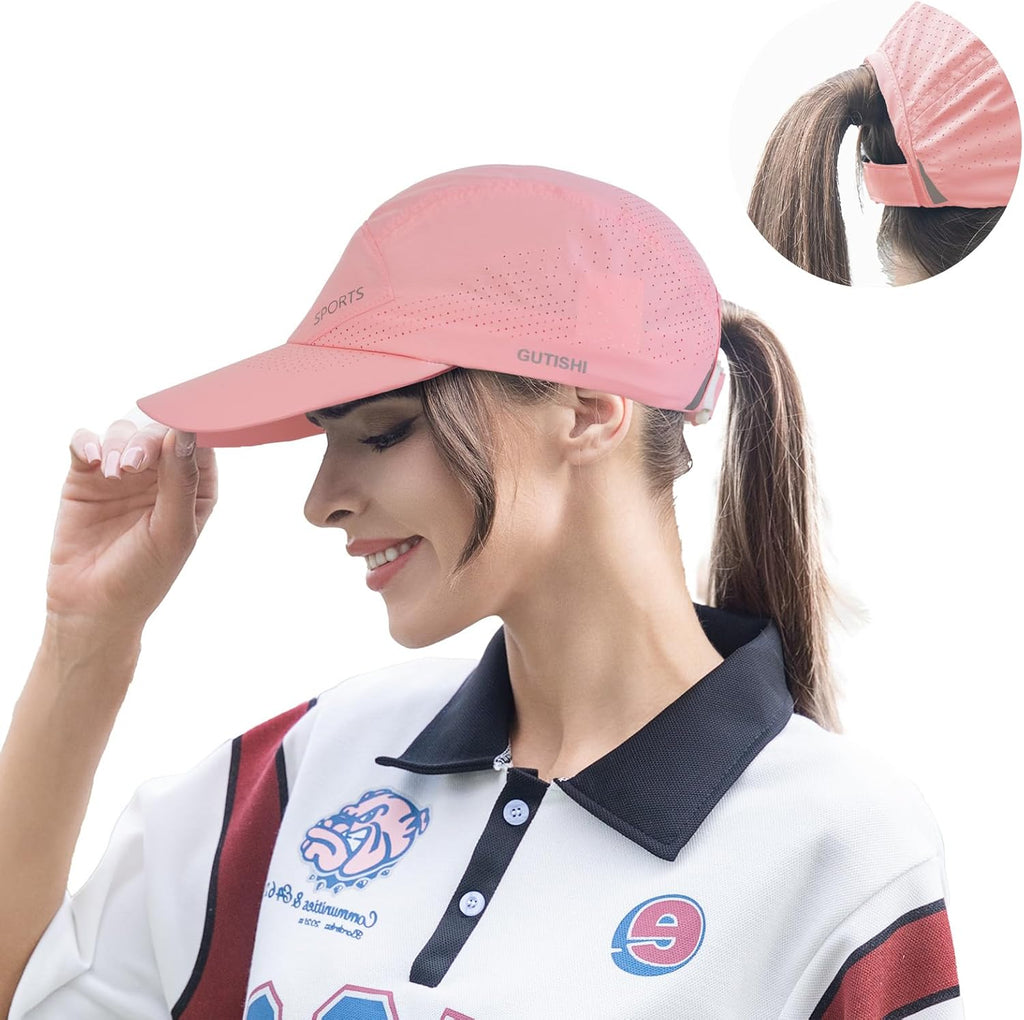 Quick Dry Running Hat Adjustable Cooling Baseball Hat Breathable Sport Cap Reflective UPF 50+ Run Hats for Womens Men