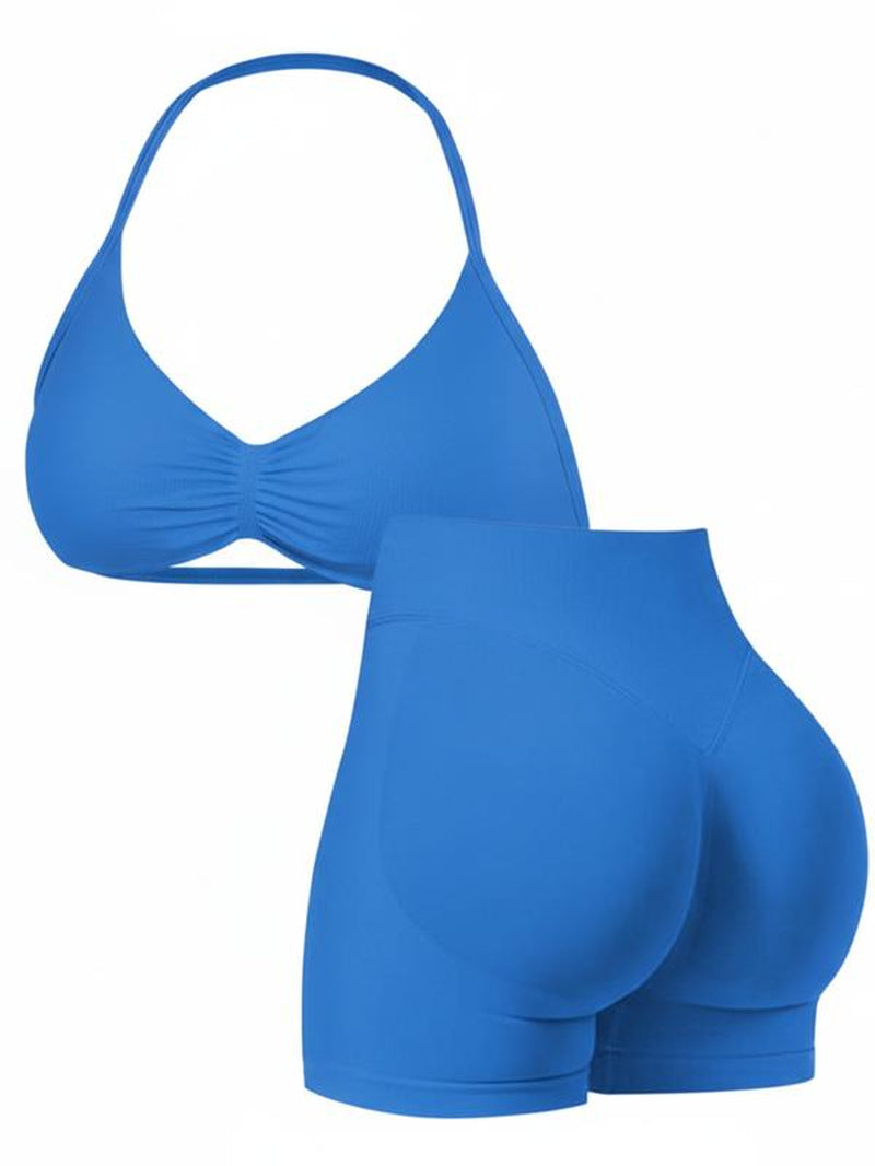 New Women'S Sporty Yoga Set, Fitness Clothes, Workout Running Clothes, High-Waist Tight-Fitting Shorts and Tank Top, Summer Fitnessfor Running and Gym