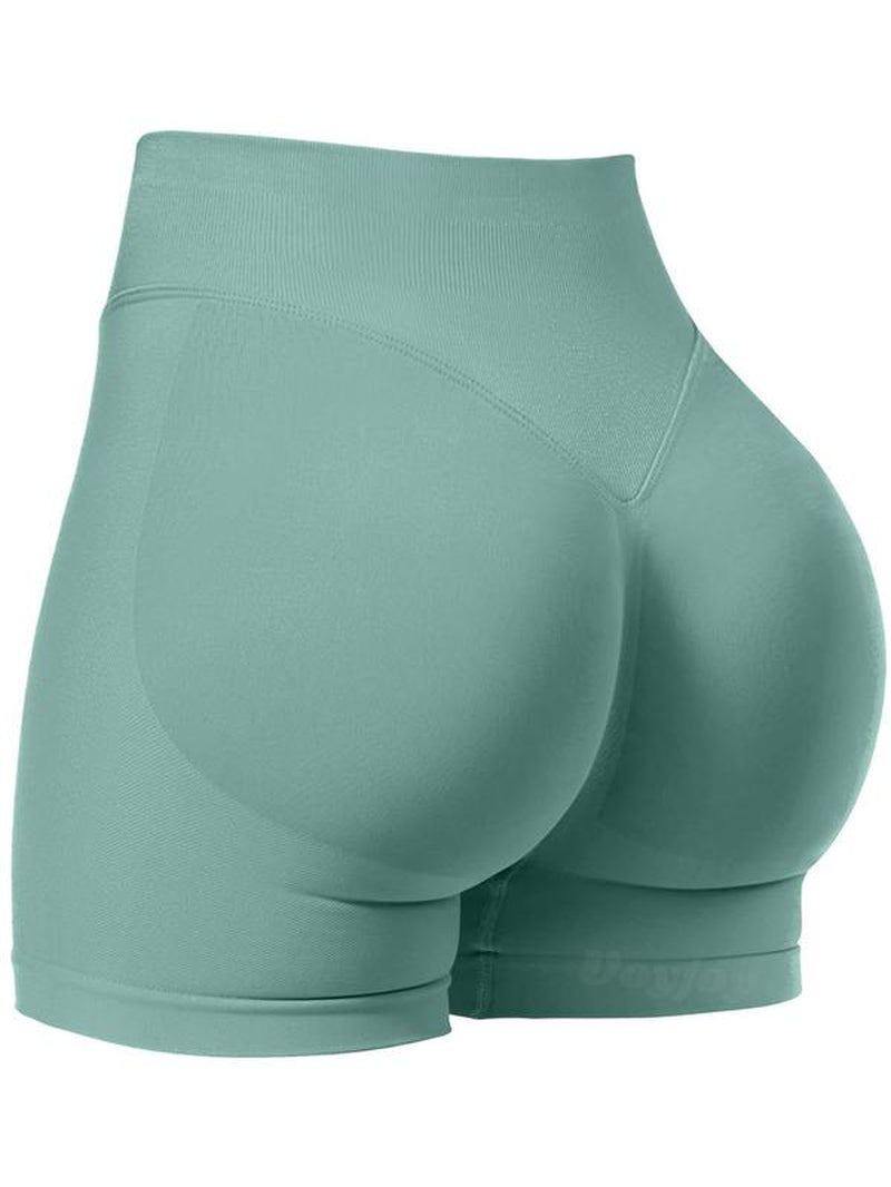 Women'S Yoga Shorts Solid Color High Waist Gym Shorts, Seamless High Stretch Yoga Gym Shorts, Ladies Sportswear for Indoor Outdoor Wear, Workout Impact Shorts