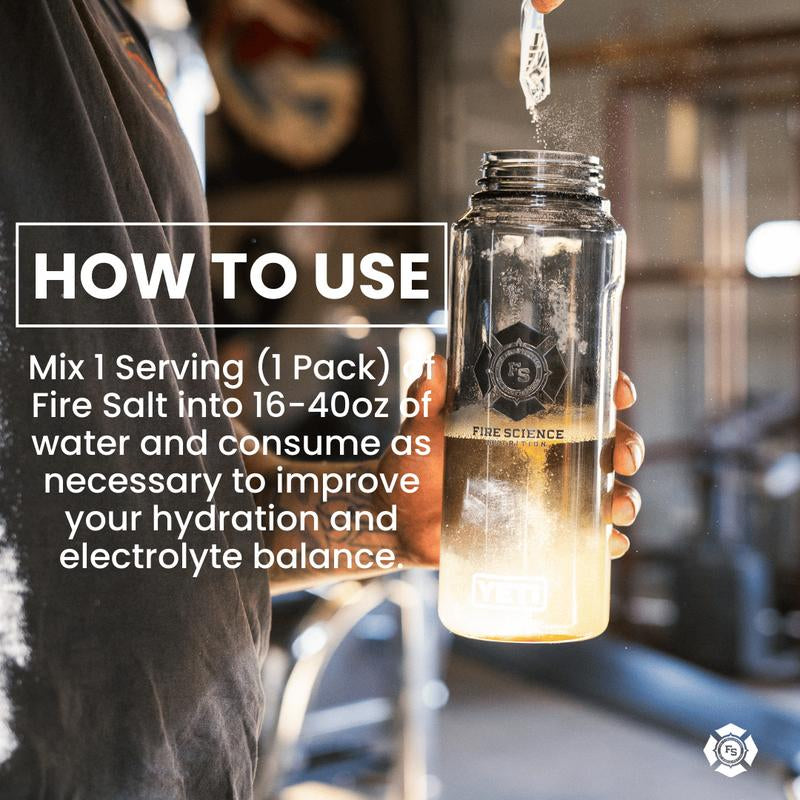 FIRE SALT Hydration Sticks Caffeine - Essential Electrolytes & Coconut Water - Zero Sugar - 32 Pack - Sport Energy Drink Mix Caffeine (32 Pack)