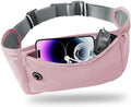 Slim Running Belt for Women Men,Runners Fanny Pack Phone Holder,Money Belt,Running Gear Accessories,With 3 Pockets.(Pink)