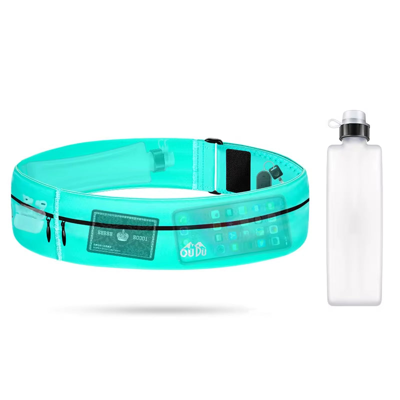 Invisible Sports Hydration Belt Bag Running Phone Belt Waist Pack with Water Bottle Holder for Men Women Cycling Hiking Walking