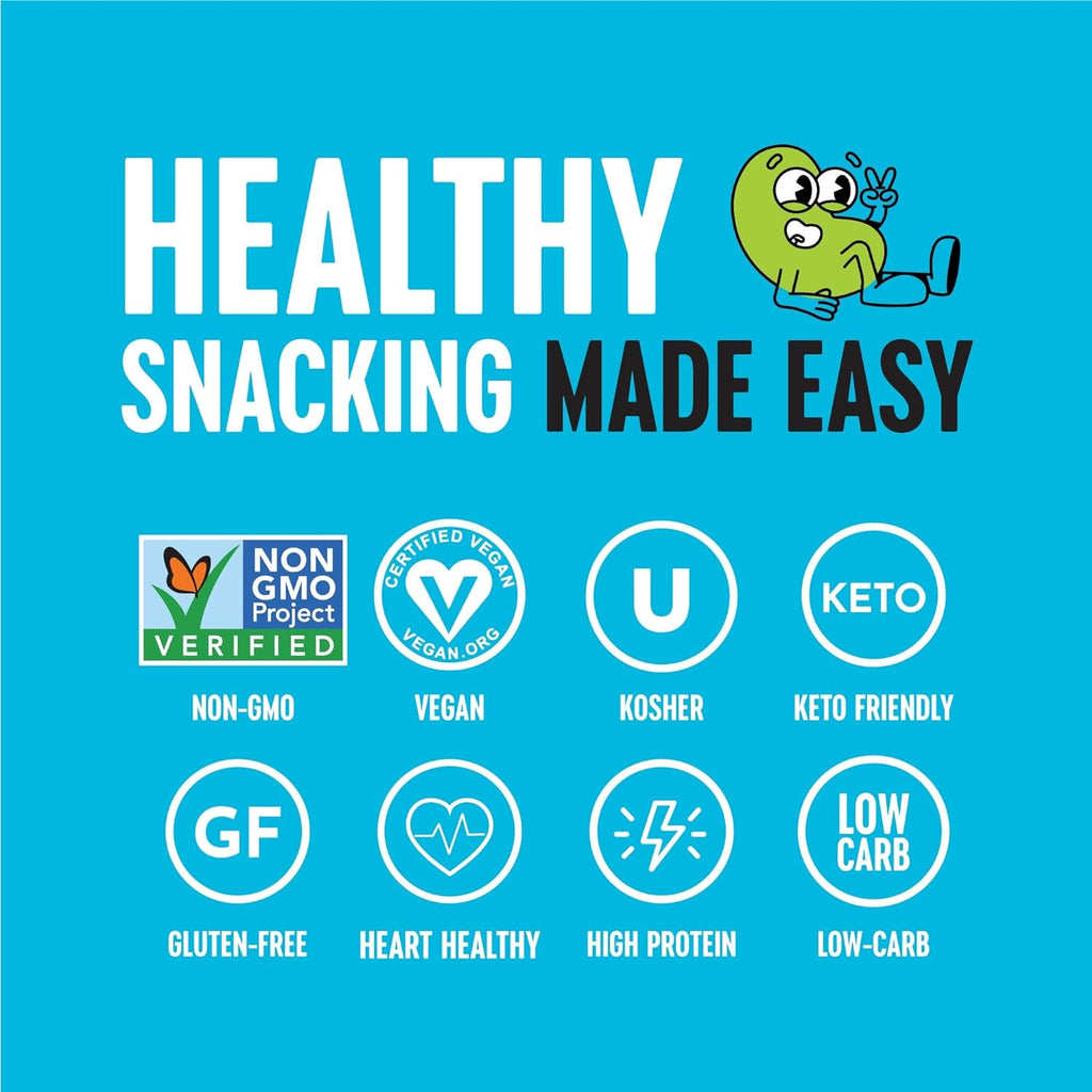 The Only Bean Crunchy Dry Roasted Edamame Snacks (Sea Salt), Healthy High Protein(11G) Keto Food, Low Carb Gluten Free Office Vegan Food 100 Calorie Snack Pack, 0.9Oz 10 Pack