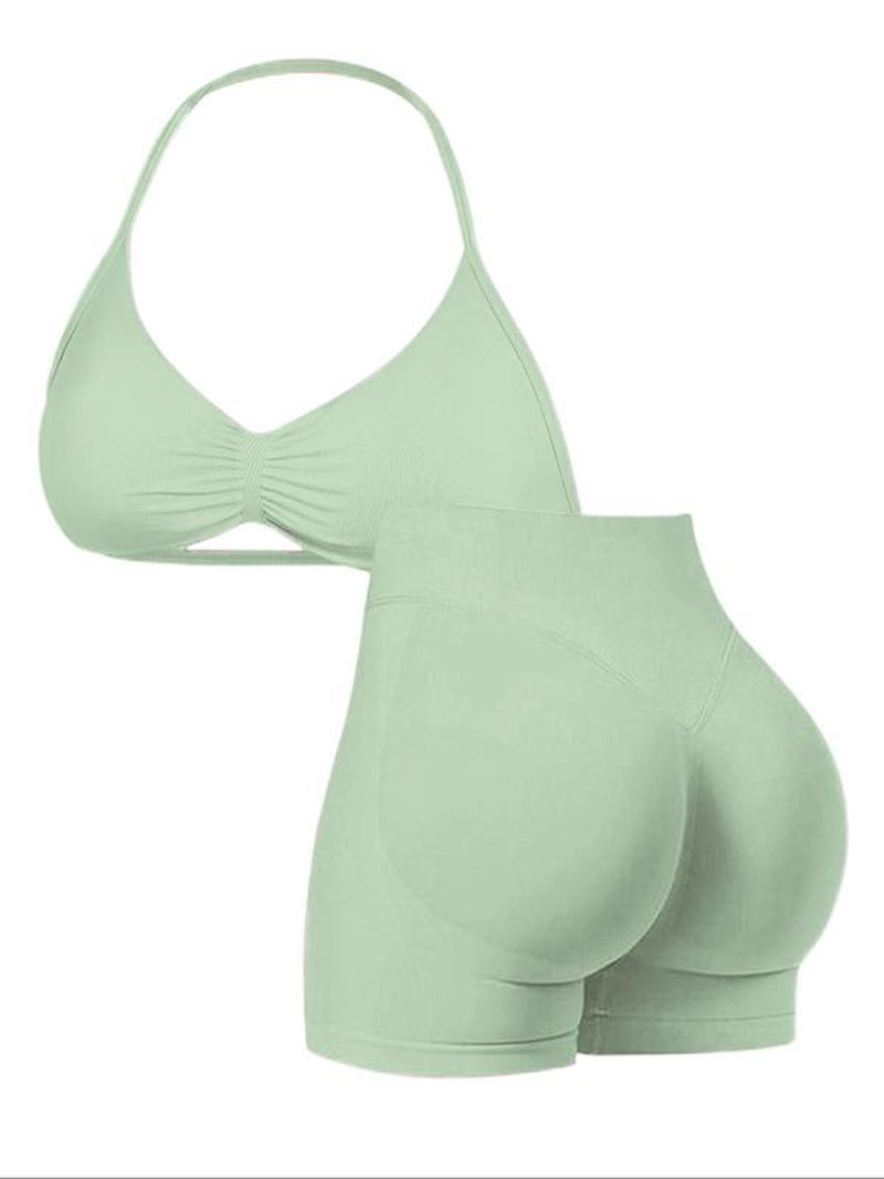 New Women'S Sporty Yoga Set, Fitness Clothes, Workout Running Clothes, High-Waist Tight-Fitting Shorts and Tank Top, Summer Fitnessfor Running and Gym