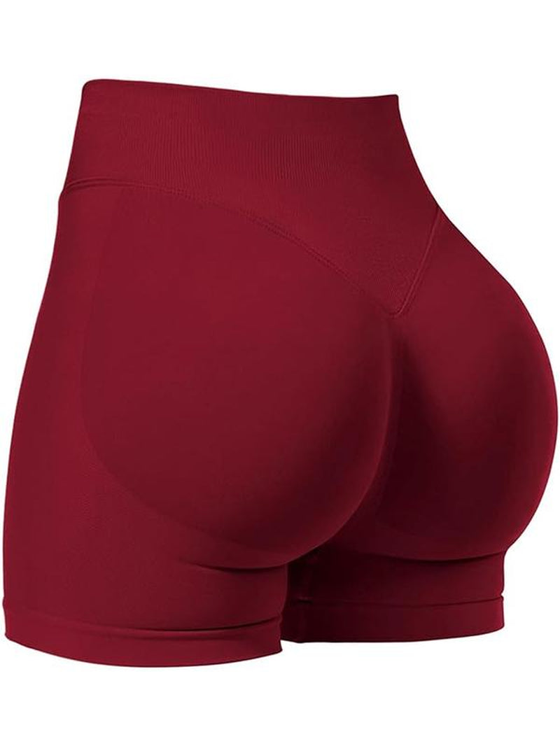 Women'S Yoga Shorts Solid Color High Waist Gym Shorts, Seamless High Stretch Yoga Gym Shorts, Ladies Sportswear for Indoor Outdoor Wear, Workout Impact Shorts