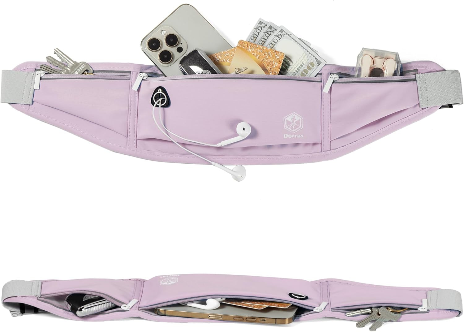 Slim Running Belt, Workout Fanny Packs for Women, Exercise Waist Pack Running Phone Holder Money Belt Runner Bag